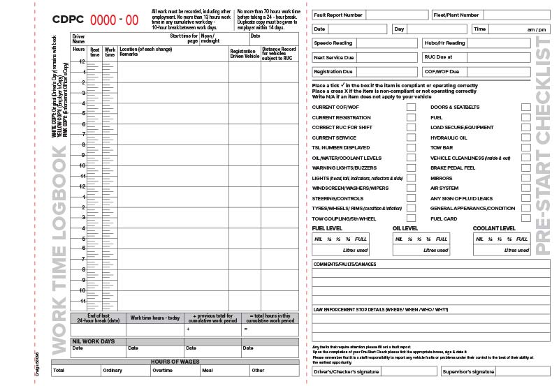 Work Time Logbook + Prestart Checklist (CDPC)